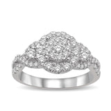 14K White Gold 7/8 Ct.Tw Diamond Enagagement Ring