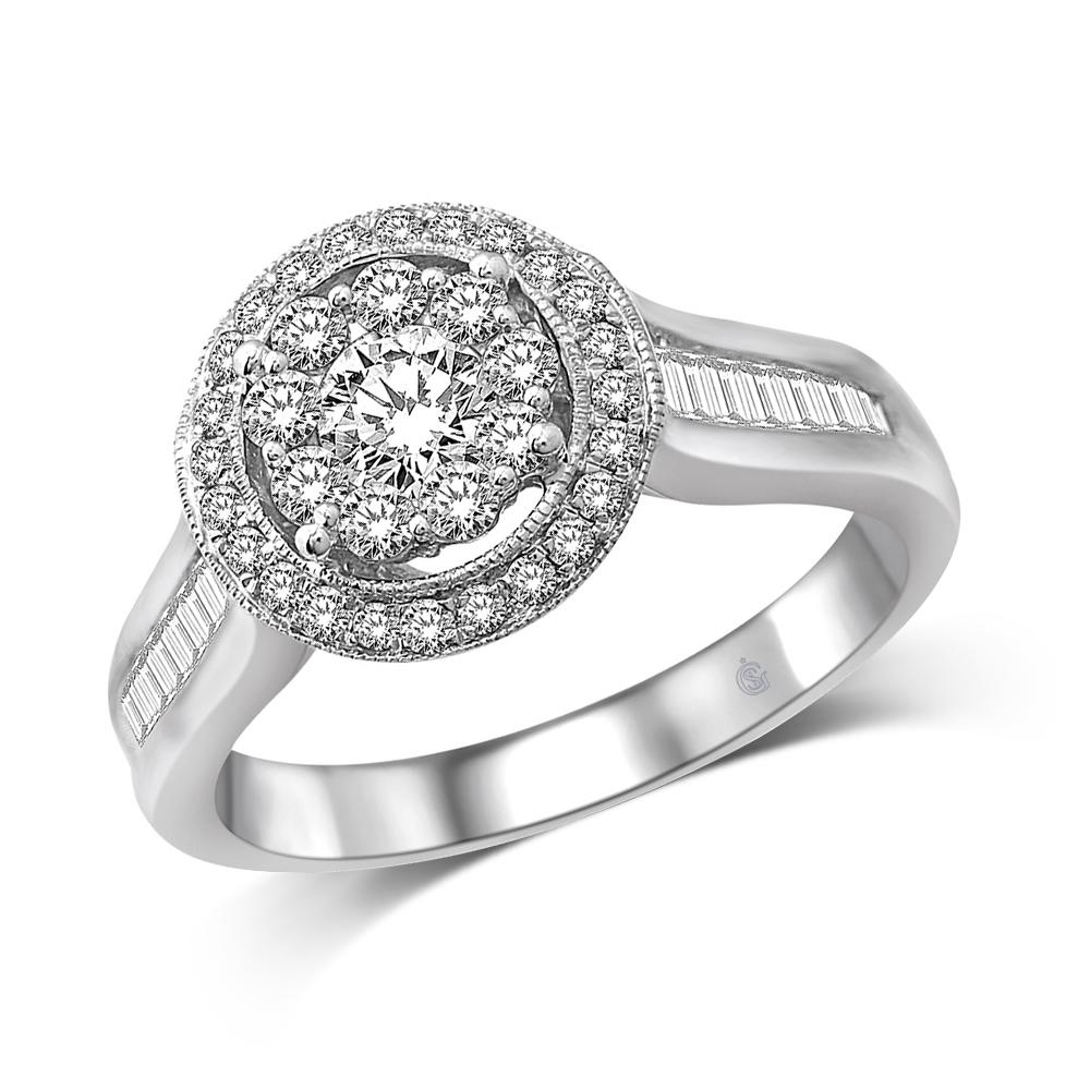 14K White Gold 1 Ct.Tw Diamond Engagement Ring