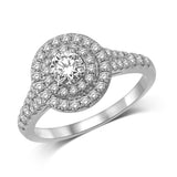 14K White Gold 1 Ct.Tw.Diamond Halo Engagement Ring