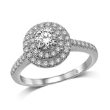 14K White Gold 1 Ct.Tw.Diamond Halo Engagement Ring