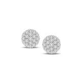 14K White Gold 1 Ct.Tw Diamond Flower Stud Earrings