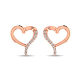 10K Rose Gold 1/20 Ct.Tw.Diamond  Heart Earrings