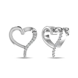 10K White Gold 1/20 Ct.Tw.Diamond  Heart Earrings