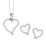 10K White Gold 1/4 Ct.Tw.Diamond  Heart Jewelry Set