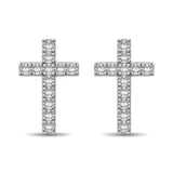 10K White Gold Diamond Accent Cross Earrings