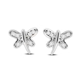 10K White Gold Diamond Accent Buttefly Earrings