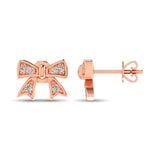 10K Rose Gold Diamond Accent Bow Earrings