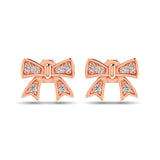 10K Rose Gold Diamond Accent Bow Earrings