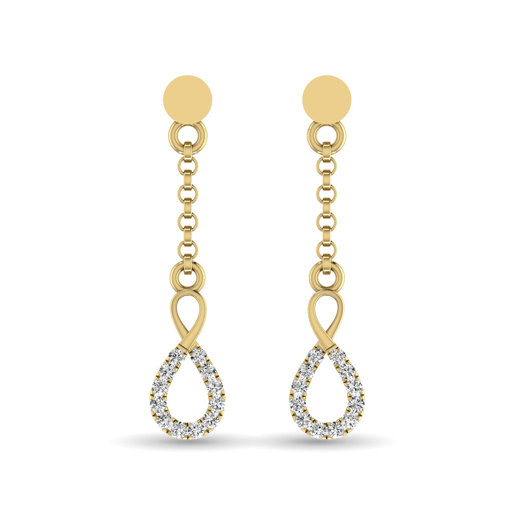 10K Yellow Gold 1/10 Ct.Tw.Diamond Dangler Earrings