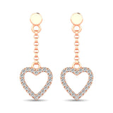 10K Rose Gold 1/10 Ct.Tw.Diamond Heart Drop Earrings