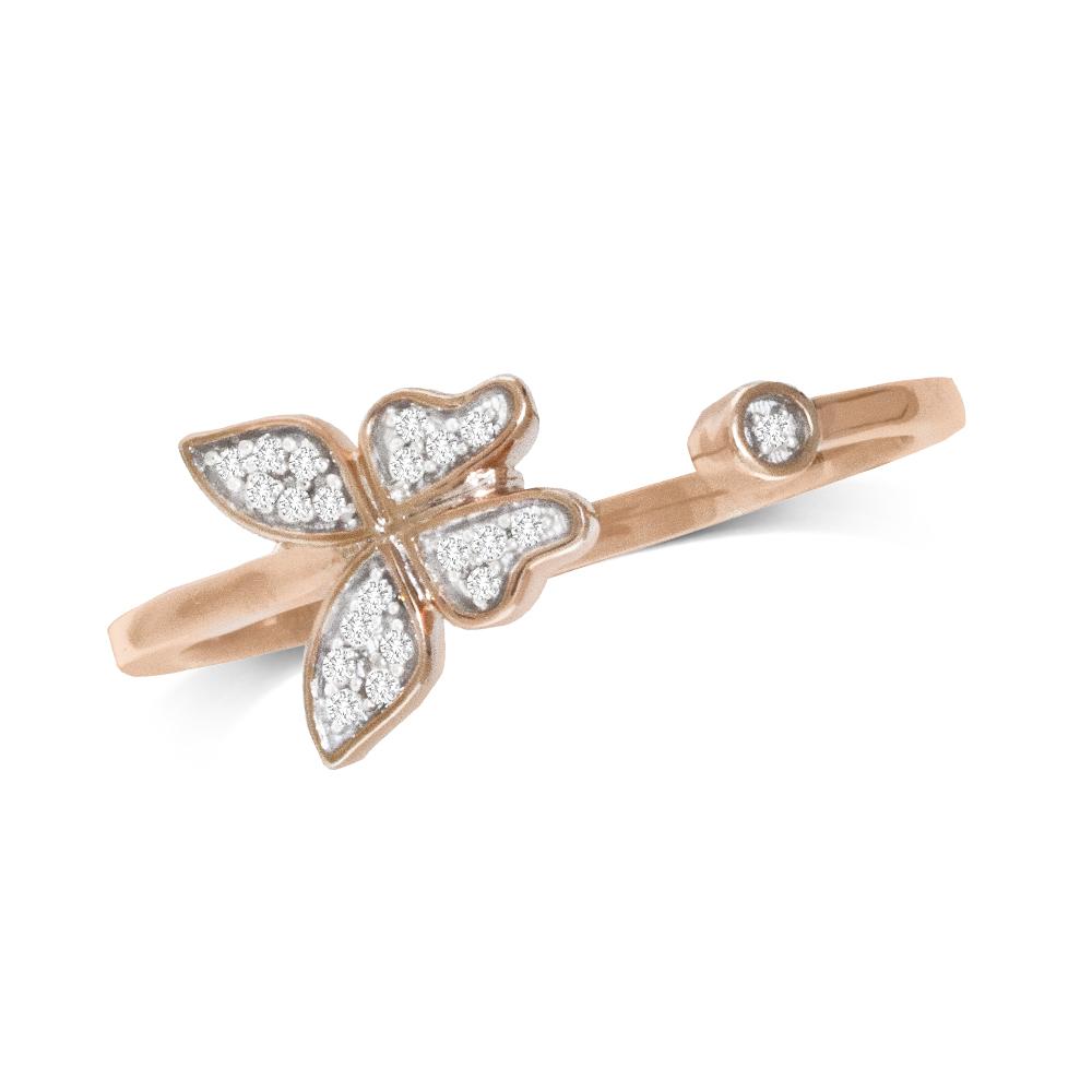 10K Rose Gold Diamond Accent Butterfly Ring