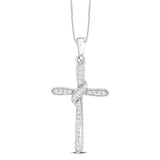 10K White Gold 1/20 Ct.Tw.Diamond Cross Pendant