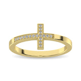 10K Yellow Gold 1/10 Ct.Tw.Diamond Cross Ring