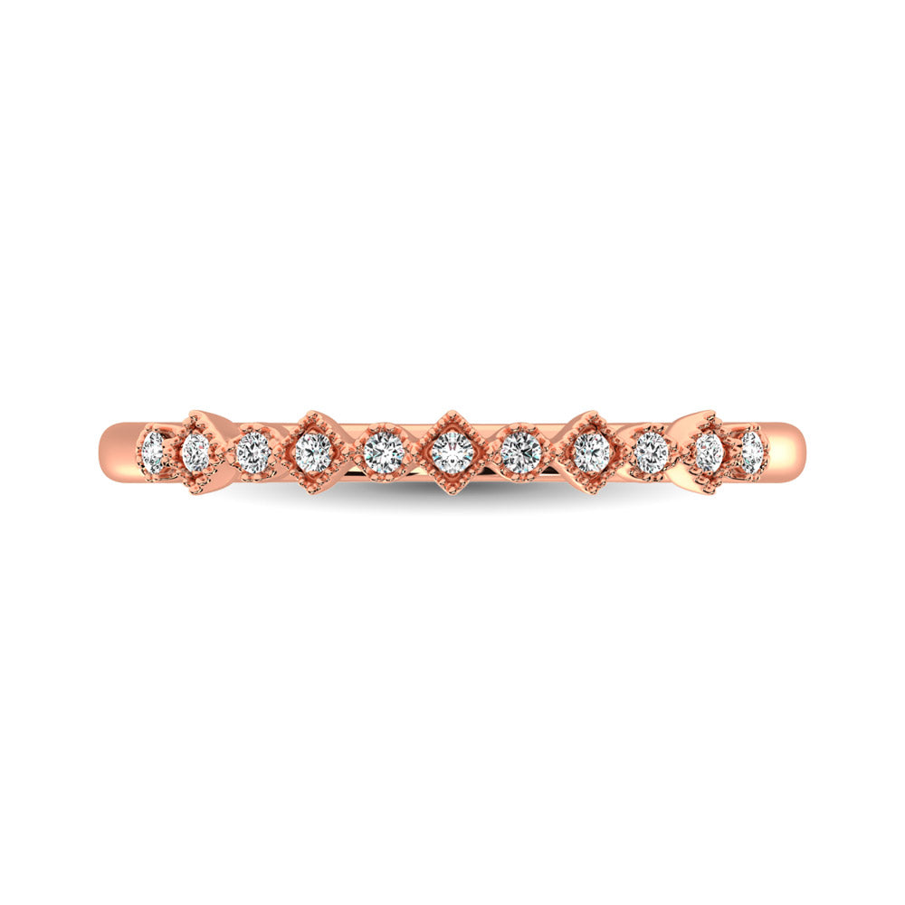 14K Rose Gold 1/20 Ctw Diamond Stackable Band