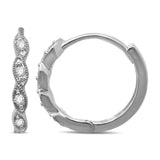 10K White Gold 1/20 Ctw Diamond Hoop Earrrings