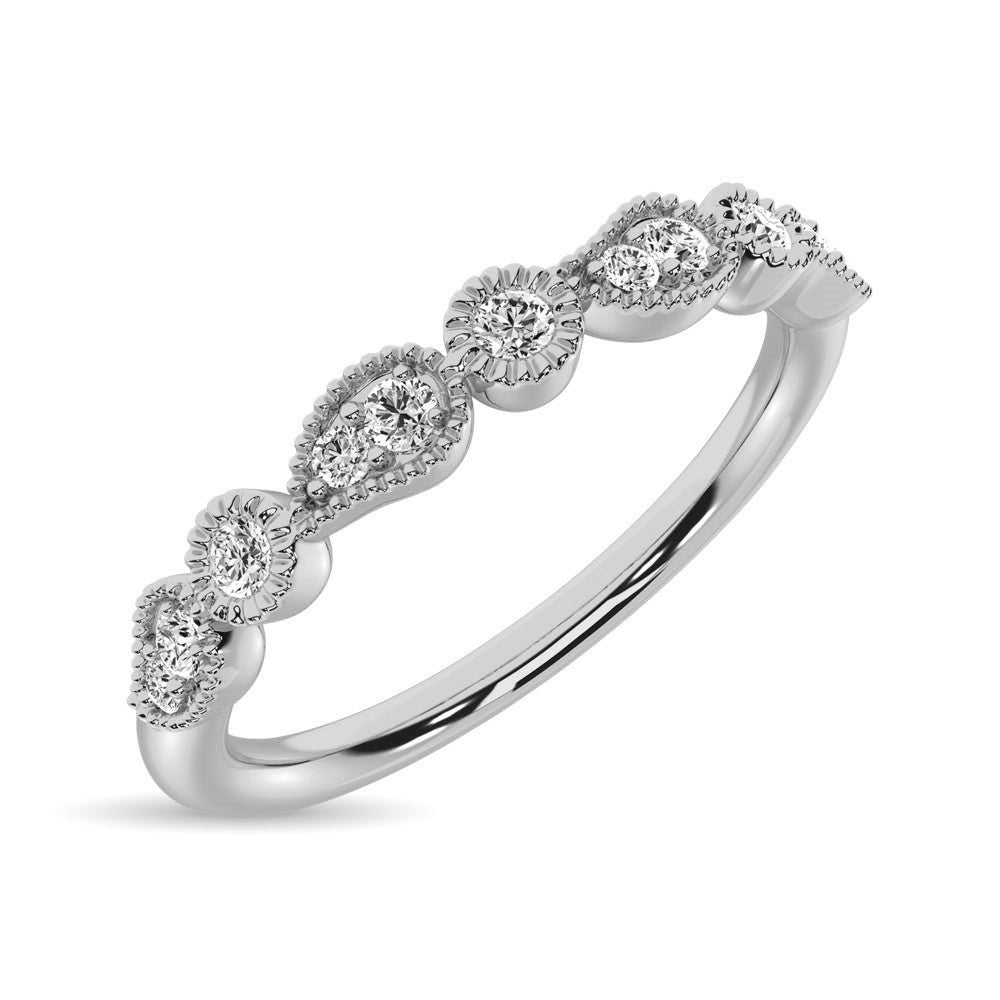 14K White Gold 1/10 Ctw Diamond Stackable Band