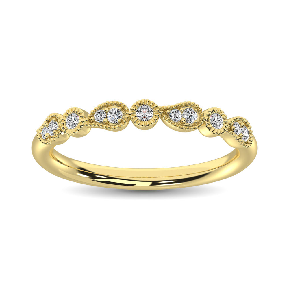 14K Yellow Gold 1/10 Ctw Diamond Stackable Band