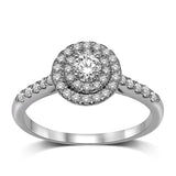 14K White Gold 1/3 Ct.Tw.Diamond Halo Engagement Ring
