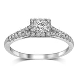 14K White Gold 1/4 Ct.Tw.Diamond Halo Engagement Ring