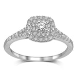 14K White Gold 1/2 Ct.Tw.Diamond Halo Engagement Ring