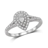 14K White Gold 1/3 Ct.Tw.Diamond Halo Engagement Ring