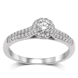 14K White Gold 1/4 Ct.Tw.Diamond Halo Engagement Ring