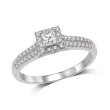 14K White Gold 1/4 Ct.Tw.Diamond Halo Engagement Ring