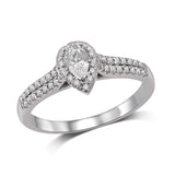 14K White Gold 1/4 Ct.Tw.Diamond Halo Engagement Ring