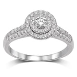 14K White Gold 1/3 Ct.Tw.Diamond Halo Engagement Ring