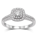 14K White Gold 1/3Ct.Tw.Diamond Halo Engagement Ring