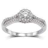 14K White Gold 1/4 Ct.Tw.Diamond Halo Engagement Ring