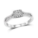 14K White Gold 1/4 Ct.Tw.Diamond Halo Engagement Ring