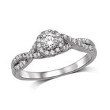 14K White Gold 1/4 Ct.Tw.Diamond Halo Engagement Ring