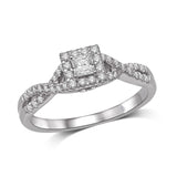 14K White Gold 1/4 Ct.Tw.Diamond Halo Engagement Ring