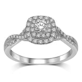 14K White Gold 1/3 Ct.Tw.Diamond Halo Engagement Ring