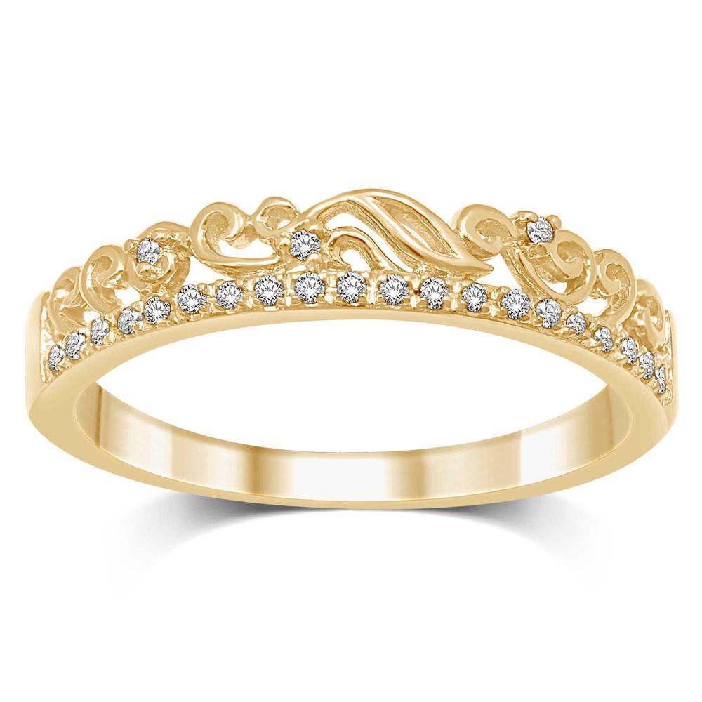 14K Yellow Gold 1/20 Ct.Tw. Diamond Stackable Band