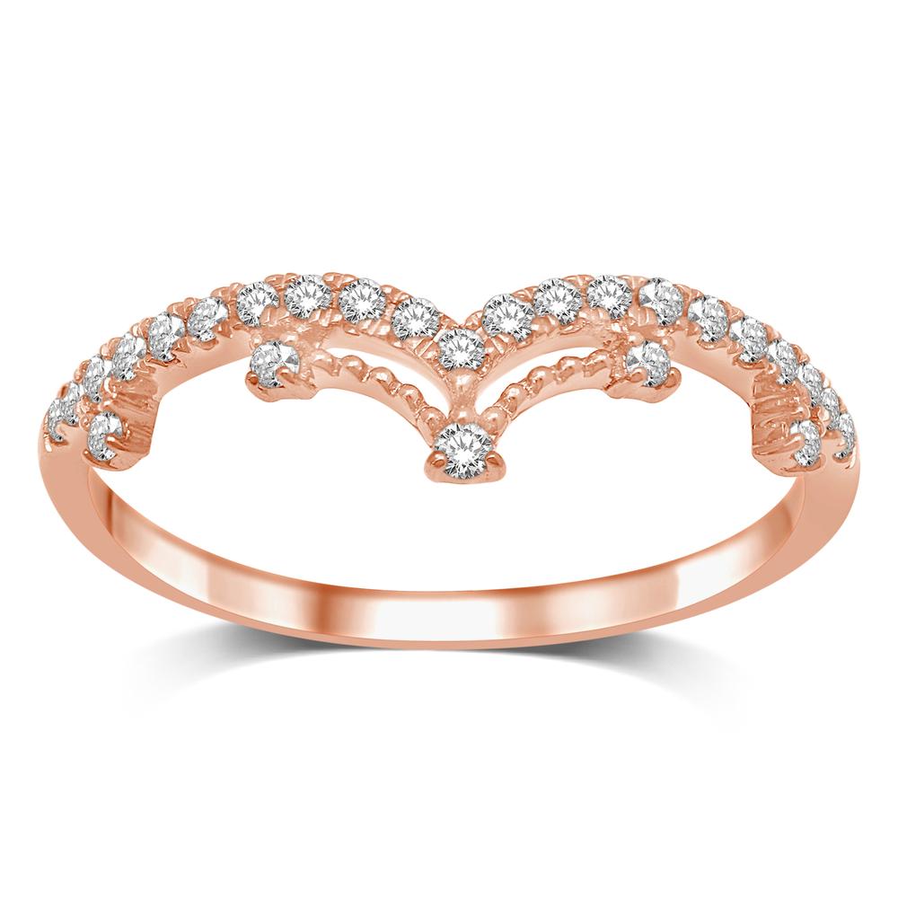 14K Rose Gold 1/5 Ct.Tw.Diamond Stackable Band
