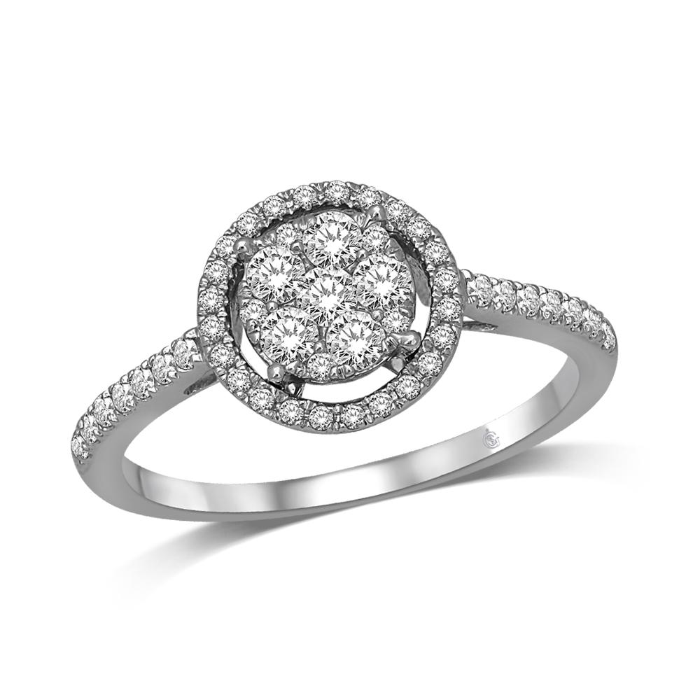 14K White Gold 1/2 Ct.Tw.Diamond Engagement Ring