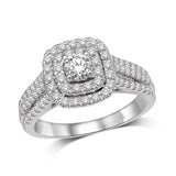 14K White Gold 1/2 Ct.Tw.Diamond Semi Mount Halo Engagement Ring