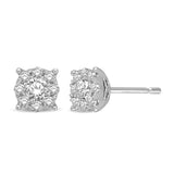 14K White Gold 1/2 Ctw Diamond Drop Earrings