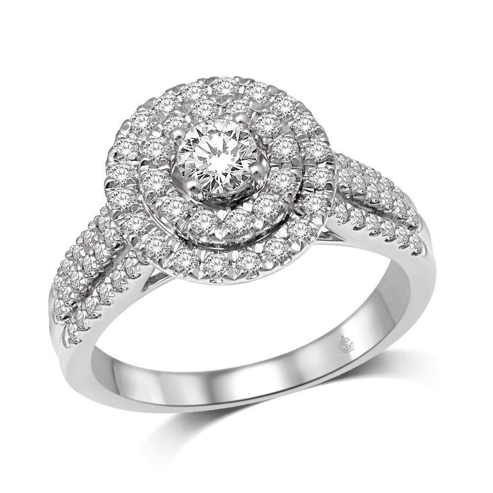14K White Gold 5/8 Ct.Tw.Diamond Semi Mount Halo Engagement Ring