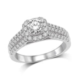 14K White Gold 1/2 Ct.Tw.Diamond Semi Mount Halo Engagement Ring