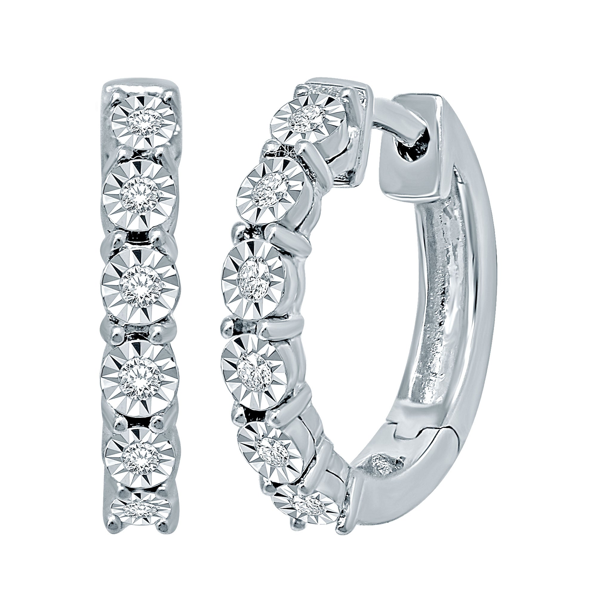 10K White Gold 1/5 Ct.Tw.Diamond Hoop Earrings