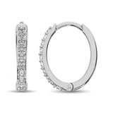 10K White Gold 1/3 Ctw Diamond Hoop Earrrings