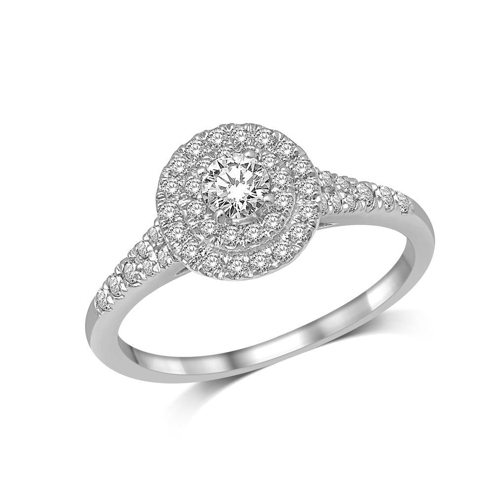 14K White Gold 1/2 Ctw Diamond Straight Shank Engagement Ring