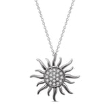 10K White Gold 1/10 Ct.Tw.Diamond Sun Neckalce