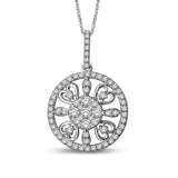 14K White Gold 1 Ctw Diamond Fashion Pendant