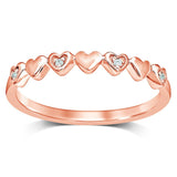 10K Rose Gold Diamond Accent Little Heart Stackable Band