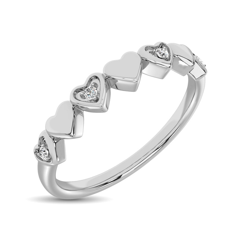 14K White Gold Diamond Accent Little Heart Stackable Band
