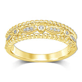 14K Yellow Gold 1/20 Ct.Tw.Diamond Stackable Band